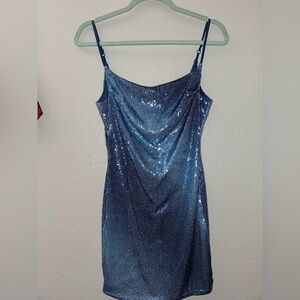 Elegant Blue Sequin Dress